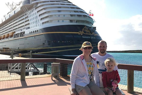 James, Kati, and Mia at Castaway Cay in the Bahamas
