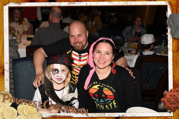 James, Kati, and Mia at dinner on the Disney Wonder