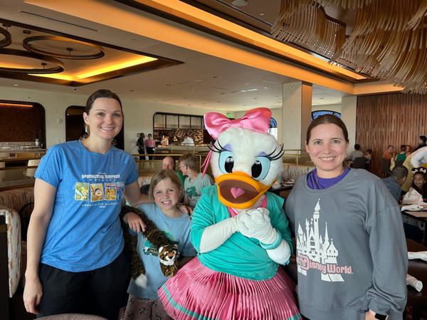 Csilla Mia and Kati with Daisy at Topolinos Restraunt