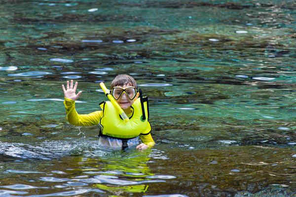 Bennett at the snorkeling pool at Aulani