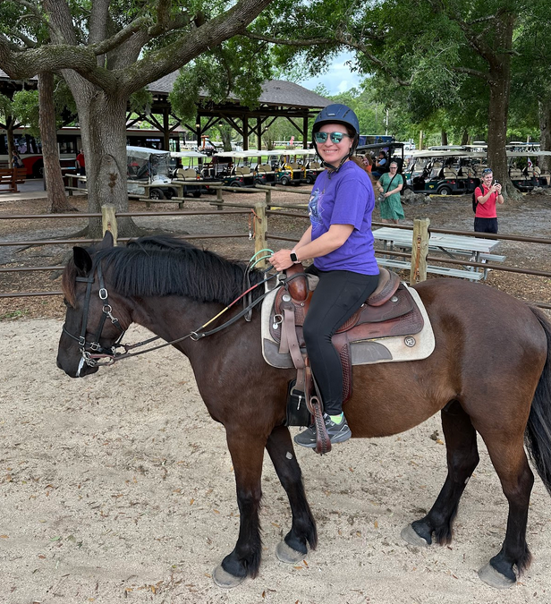 Kati getting ready for a trail ride