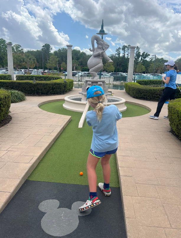 Mia at Fantasia Gardens mini golf