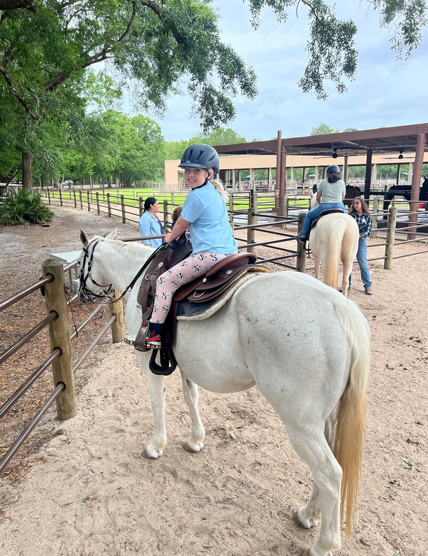 Mia getting ready for a trail ride