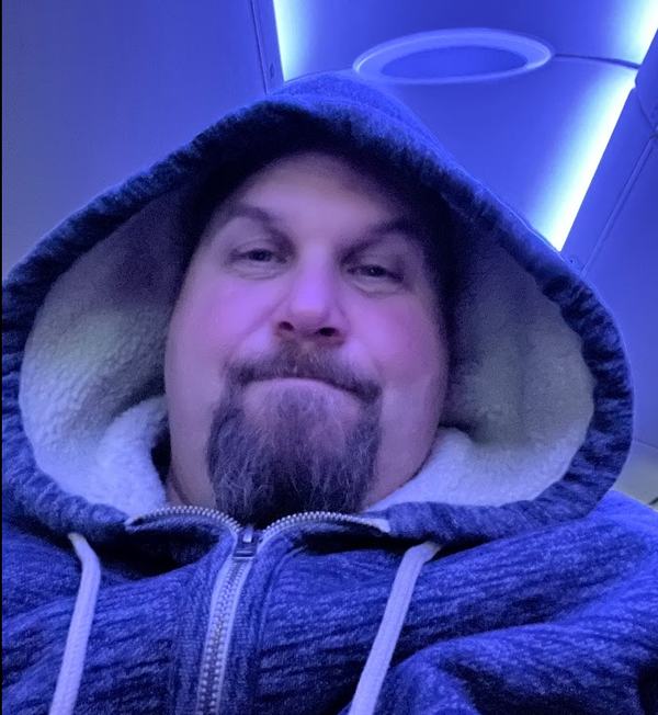 James on the plane - First solo trip to Florida