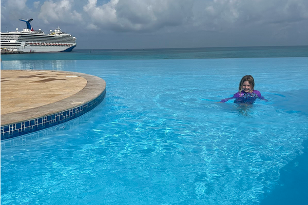 Mia in the pool at the Bimini Beach Club