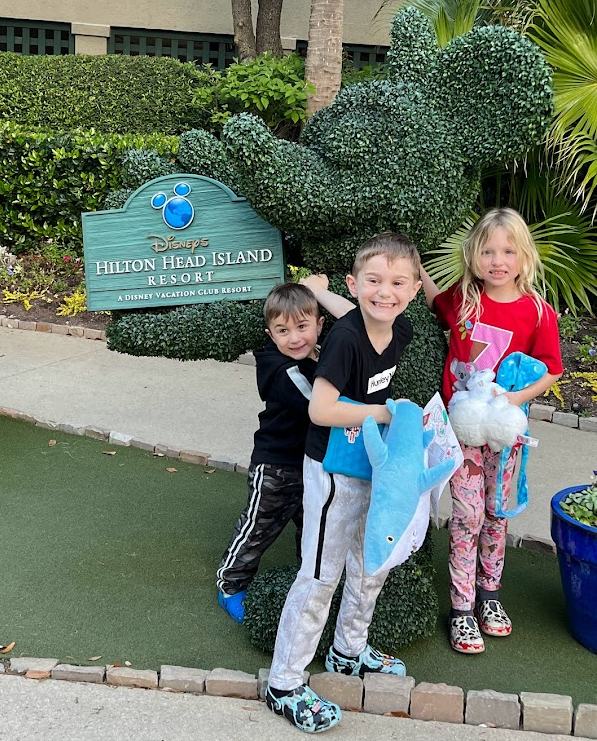 Tavasz, Bennett, and Mia at Disney's Hilton Head Resort